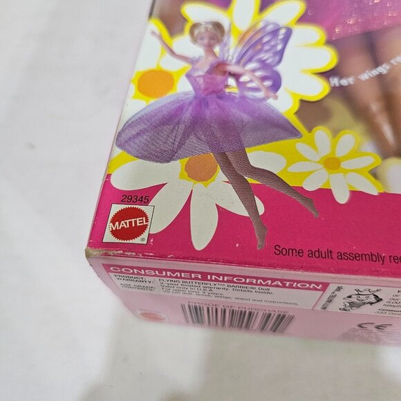 2000 Mattel Flying Butterfly Barbie Doll #29345 Her Wings Flutter Wind-up L1044 - Picture 4 of 6